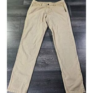 Lululemon Commission Slim Pant Men 33x31 Khaki Earth Dye Travel Commuter Stretch